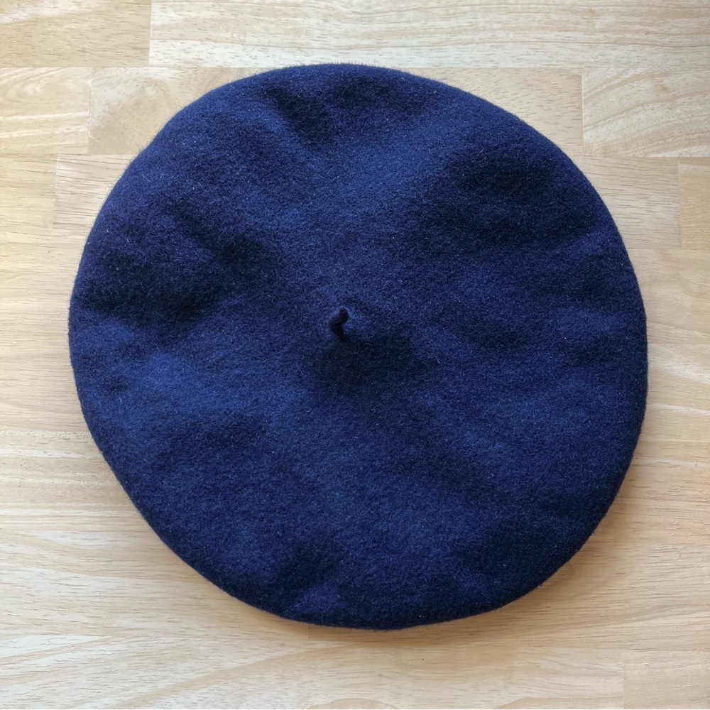Beret 100% Wool Felted Navy Blue French Girl Adorable Soft Slouchy Hat